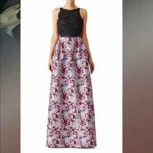 ML Monique Lhuillier Multi-Floral Jacquard Gown